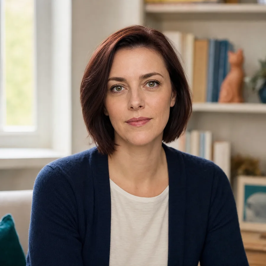 Nora Avery in a calm home office portrait